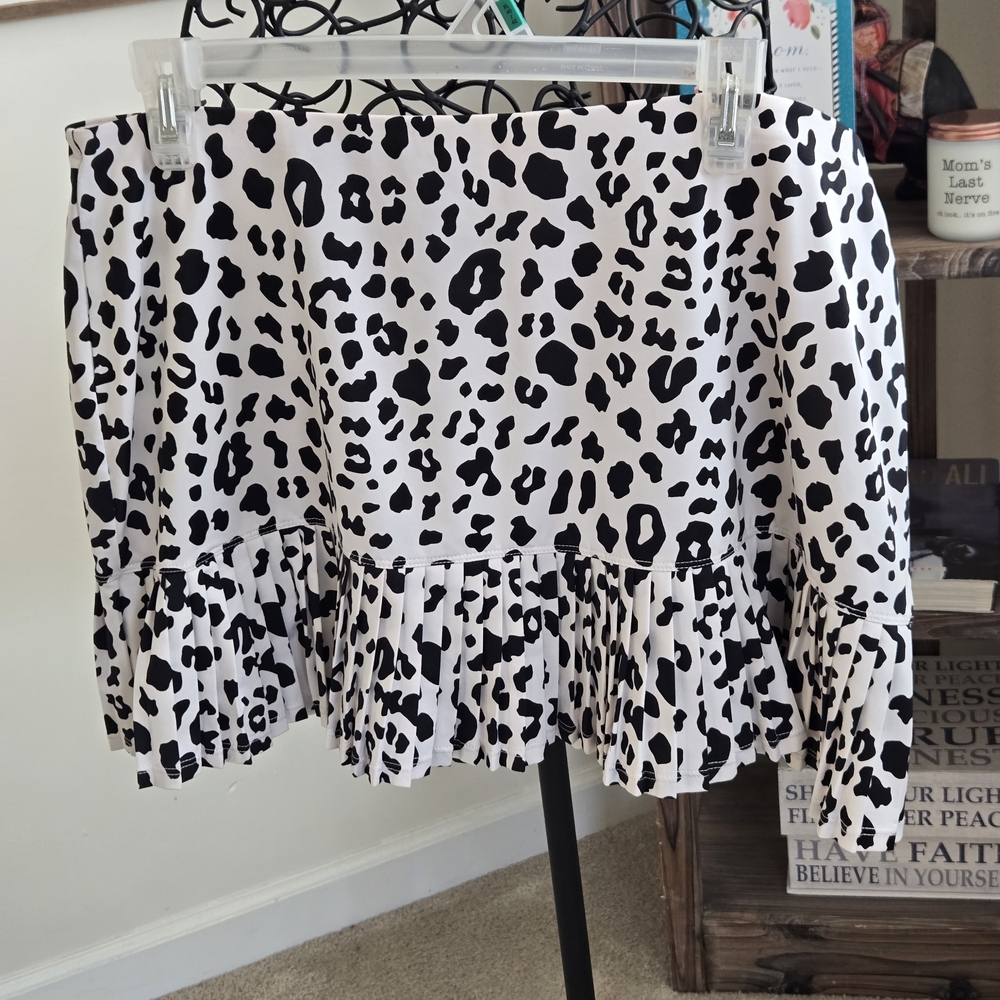 Tail Black and White Animal Print Mini Skirt
